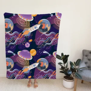 Cosmic Style Spaceship Rocket Fleece Blanket