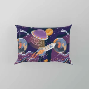 Cosmic Style Spaceship Rocket Pillow Case