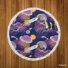 Cosmic Style Spaceship Rocket Round Beach Towel