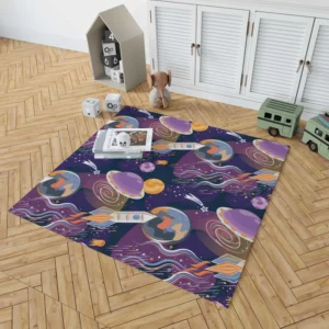 Cosmic Style Spaceship Rocket Rug 1