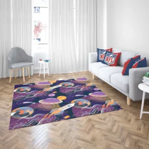 Cosmic Style Spaceship Rocket Rug 2