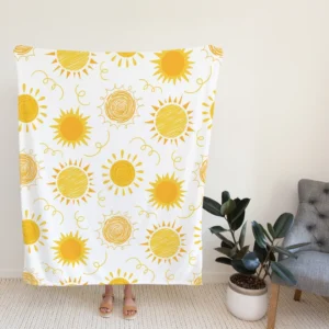 Crayon Sun Design Fleece Blanket