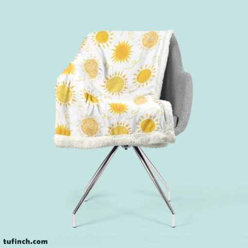 Crayon Sun Design Sherpa Fleece Blanket 2