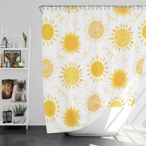 Crayon Sun Design Shower Curtain