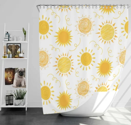 Crayon Sun Design Shower Curtain