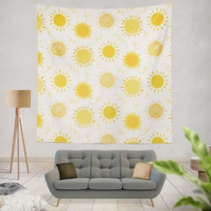 Crayon Sun Design Wall Tapestry