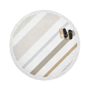 Cream Striped Background Pattern Round Beach Towel