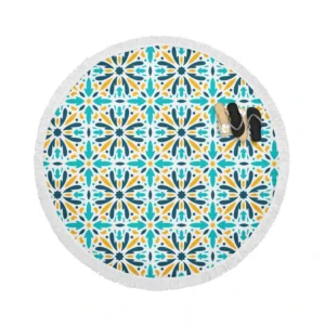 Creative Arabesque Flat Design Pattern Round Beach Towel