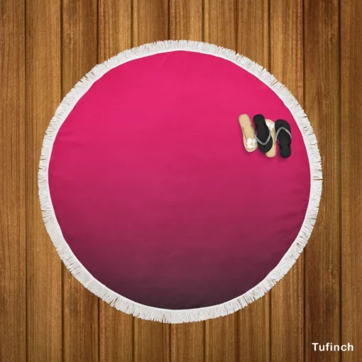 Crimson Rose Gradient Round Beach Towel