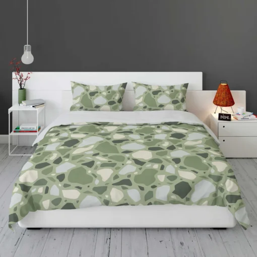 Crocodile Green Terrazzo Pattern Bedding Set 1