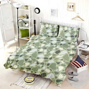 Crocodile Green Terrazzo Pattern Bedding Set