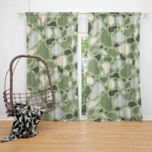 Crocodile Green Terrazzo Pattern Curtain