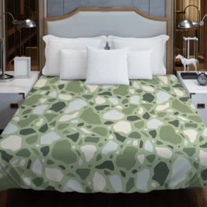 Crocodile Green Terrazzo Pattern Duvet Cover