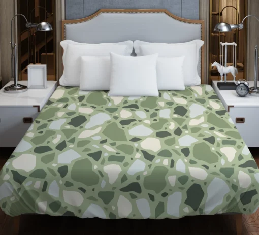 Crocodile Green Terrazzo Pattern Duvet Cover