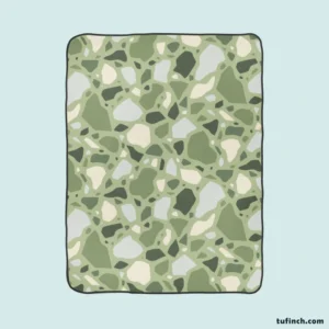 Crocodile Green Terrazzo Pattern Fleece Blanket 1