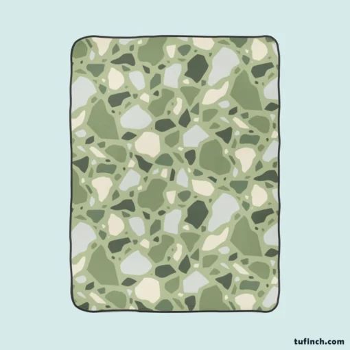 Crocodile Green Terrazzo Pattern Fleece Blanket 1