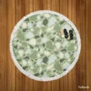 Crocodile Green Terrazzo Pattern Round Beach Towel