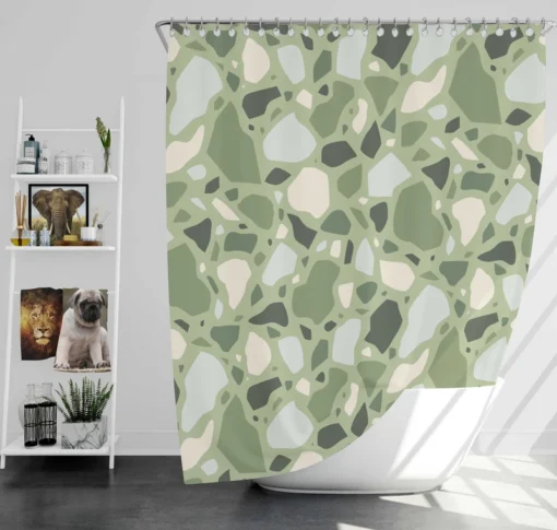 Crocodile Green Terrazzo Pattern Shower Curtain