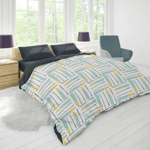 Cross Stripe Pattern Minimalist Duvet Cover 1