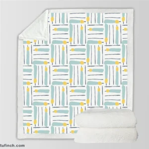 Cross Stripe Pattern Minimalist Sherpa Fleece Blanket