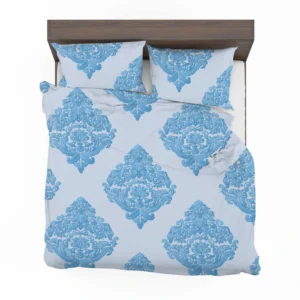 Crystal Blue Vintage Damask Bedding Set 2