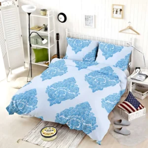 Crystal Blue Vintage Damask Bedding Set