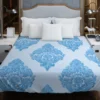 Crystal Blue Vintage Damask Duvet Cover