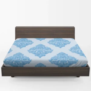 Crystal Blue Vintage Damask Fitted Sheet 1