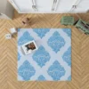 Crystal Blue Vintage Damask Rug