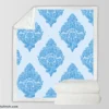 Crystal Blue Vintage Damask Sherpa Fleece Blanket