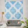 Crystal Blue Vintage Damask Wall Tapestry