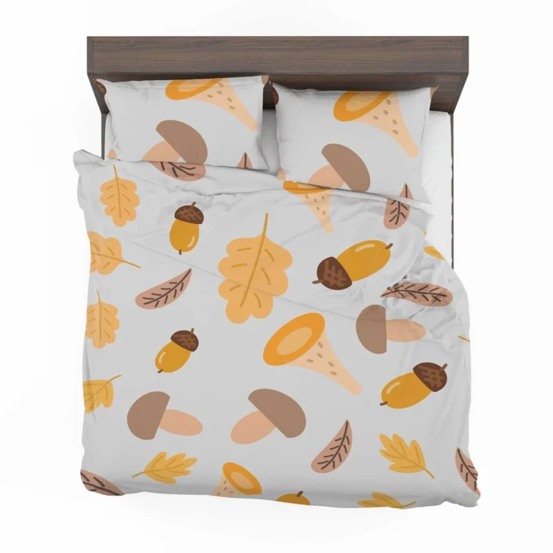 Cute Autumn Leaves & Mushrooms Bedding Set 2