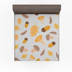 Cute Autumn Leaves & Mushrooms Fitted Sheet