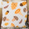 Cute Autumn Leaves & Mushrooms Quilt Blanket