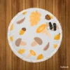 Cute Autumn Leaves & Mushrooms Round Beach Towel