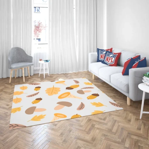 Cute Autumn Leaves & Mushrooms Rug 2