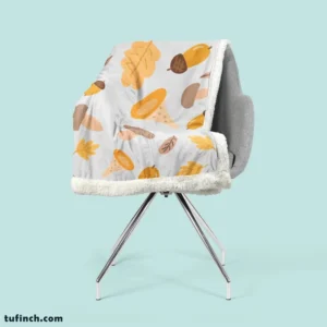 Cute Autumn Leaves & Mushrooms Sherpa Fleece Blanket 2