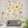 Cute Autumn Leaves & Mushrooms Wall Tapestry