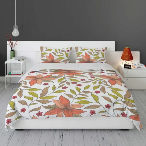 Cute Blooming Peach Flowers Bedding Set 1