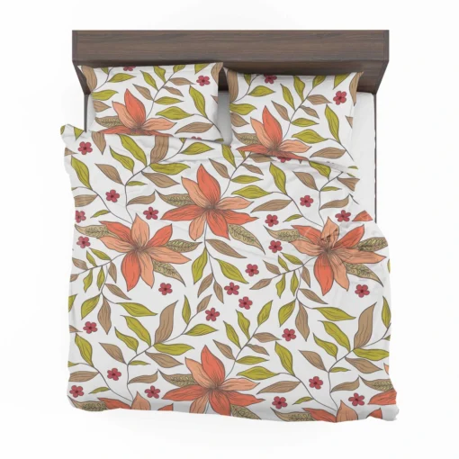 Cute Blooming Peach Flowers Bedding Set 2