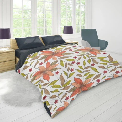 Cute Blooming Peach Flowers Duvet Cover 1