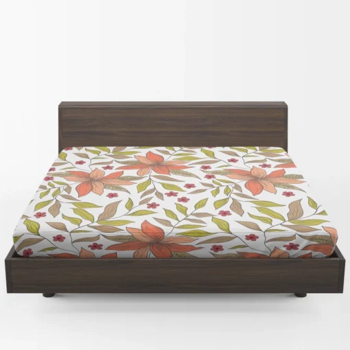 Cute Blooming Peach Flowers Fitted Sheet 1