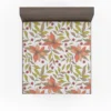 Cute Blooming Peach Flowers Fitted Sheet