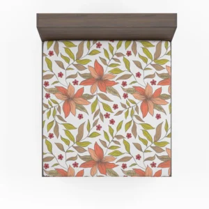 Cute Blooming Peach Flowers Fitted Sheet