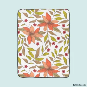 Cute Blooming Peach Flowers Fleece Blanket 1