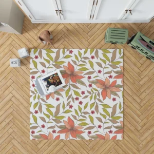 Cute Blooming Peach Flowers Rug