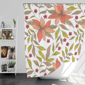 Cute Blooming Peach Flowers Shower Curtain