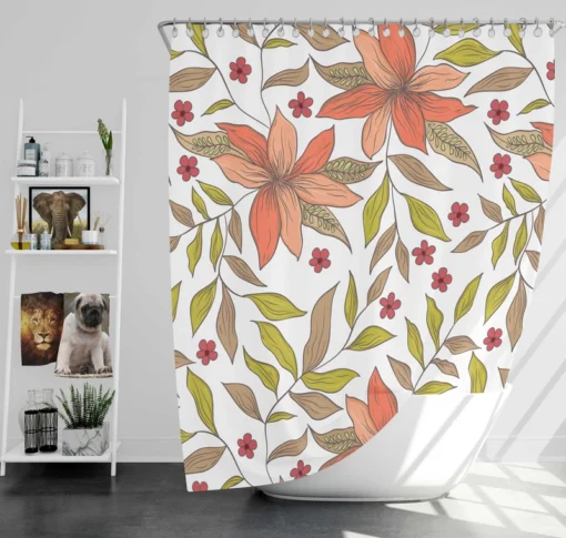 Cute Blooming Peach Flowers Shower Curtain