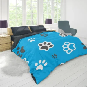 Cute Cat Paw Print Designs Duvet Cover 1