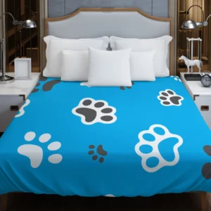 Cute Cat Paw Print Designs Duvet Cover